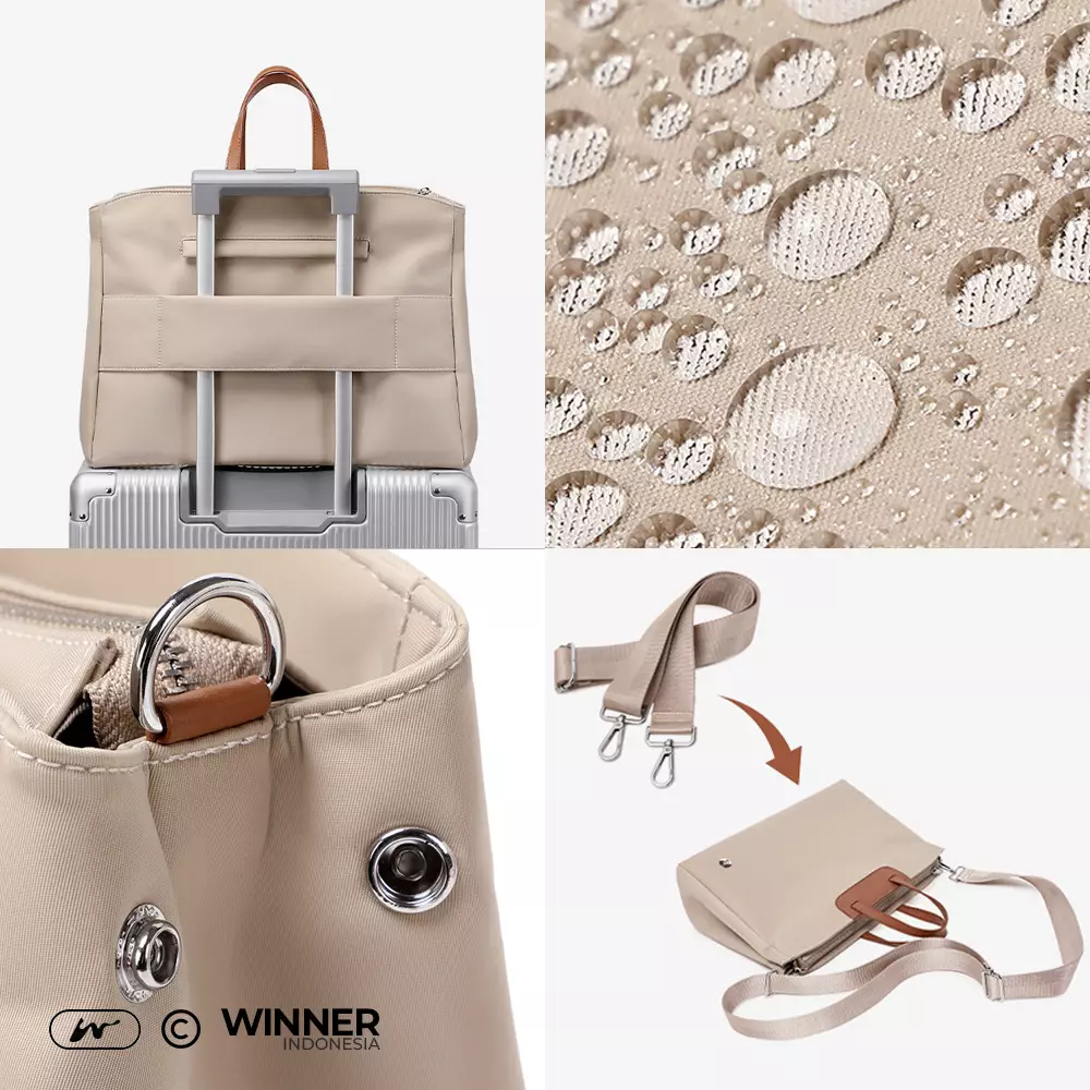 Tas Laptop 14 inch Bahu Selempang Nilon Oxford Anti-Air Wanita Bag (T14-023-5536) - Warna Khaki 14 inch