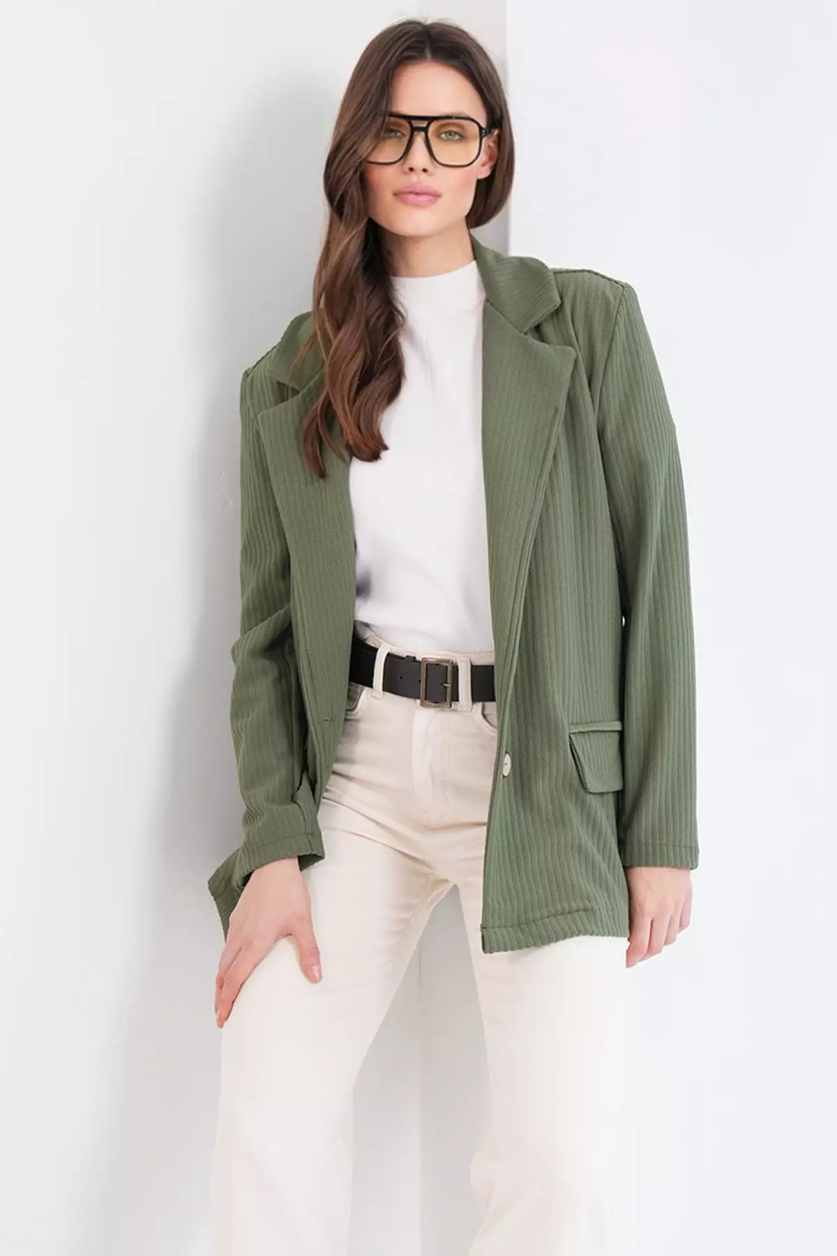 Green Oversize Blazer Jacket Alc-X14776
