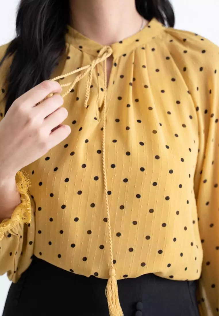 Yellow polka dot top sale