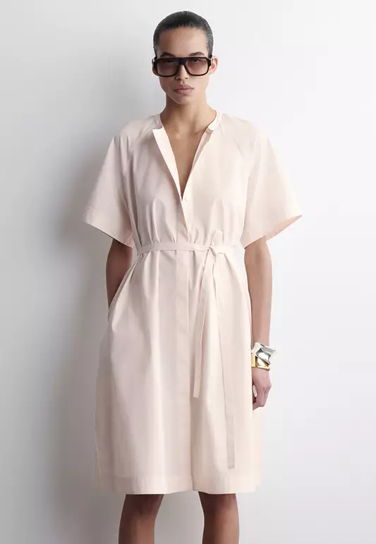 Raglan-Sleeved Cotton Midi Dress