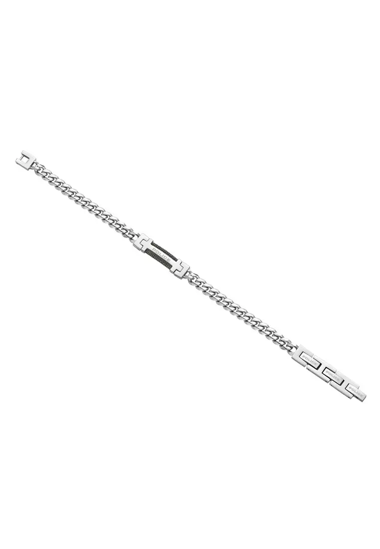 Police Salute II Black SS Cable Silver Stainless Steel Bracelet For Men PPEAGB0010101
