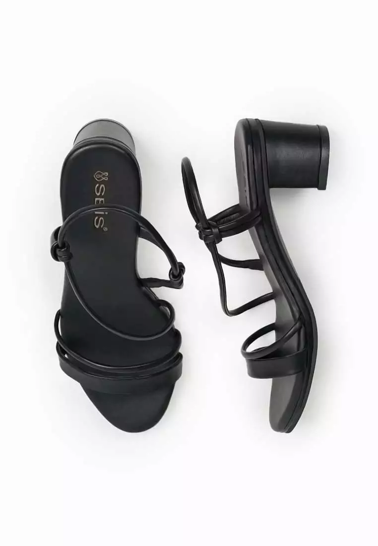 Seis Jovita Sandal Heels Tali - Sandal Wanita Heels 5Cm-BLACK