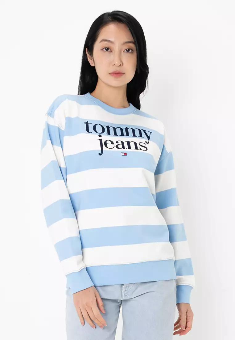 Tommy hilfiger stripe logo sweatshirt store