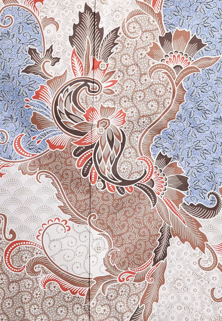 MANZONE - Kemeja Batik Lengan Panjang Pria Hadyan Comfort Fit - Light Grey Warna Grey_Light