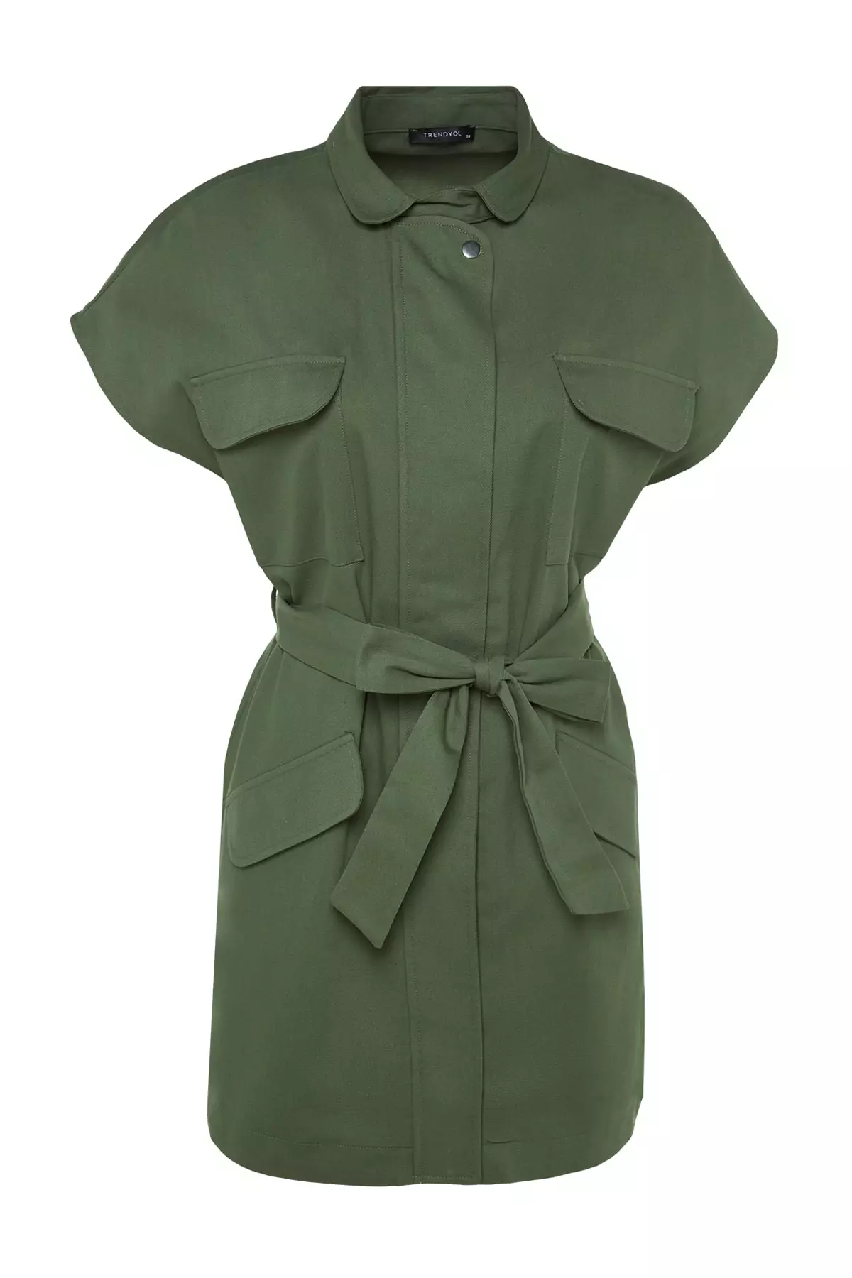 Waist Tie Wide Shoulders Woven Vest