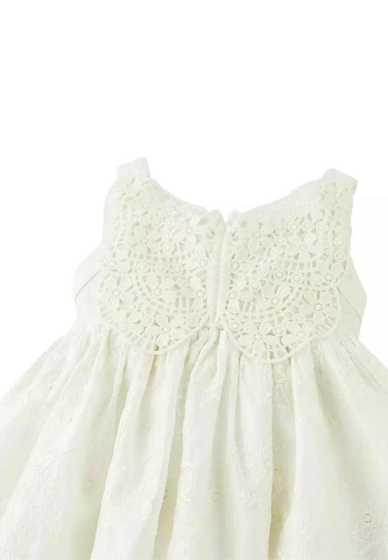 Baby Gabrielle Eyelet Dress with Crochet Butterfly Appliqué