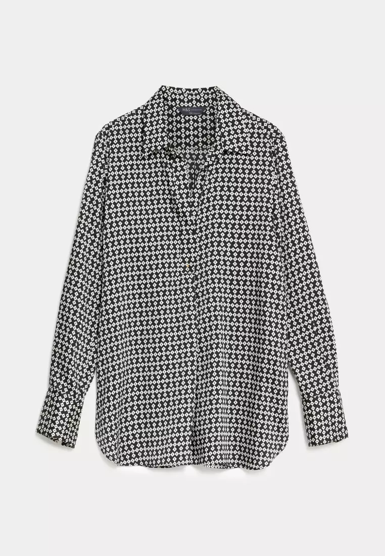 Buy MARKS & SPENCER Printed Collared Popover Blouse 2024 Online ...