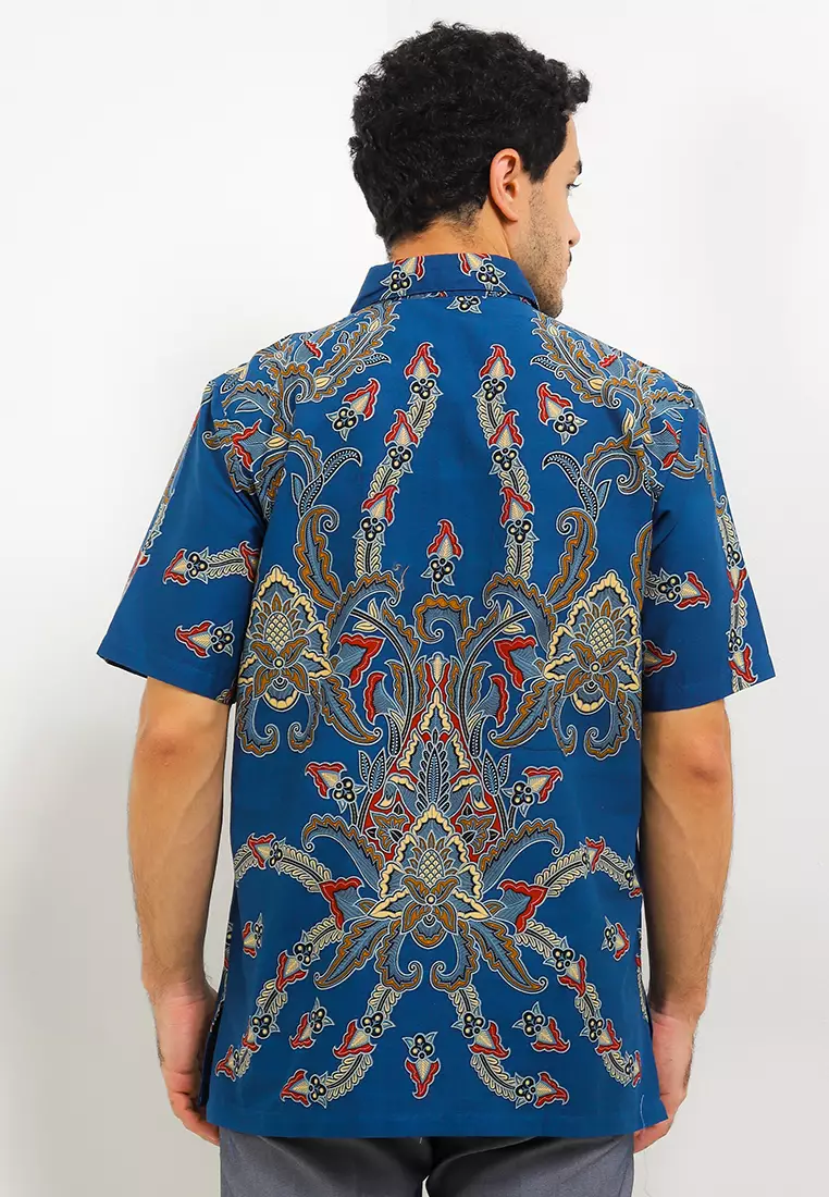 Kemeja Pendek Katun Print Motif Sekar Pergola