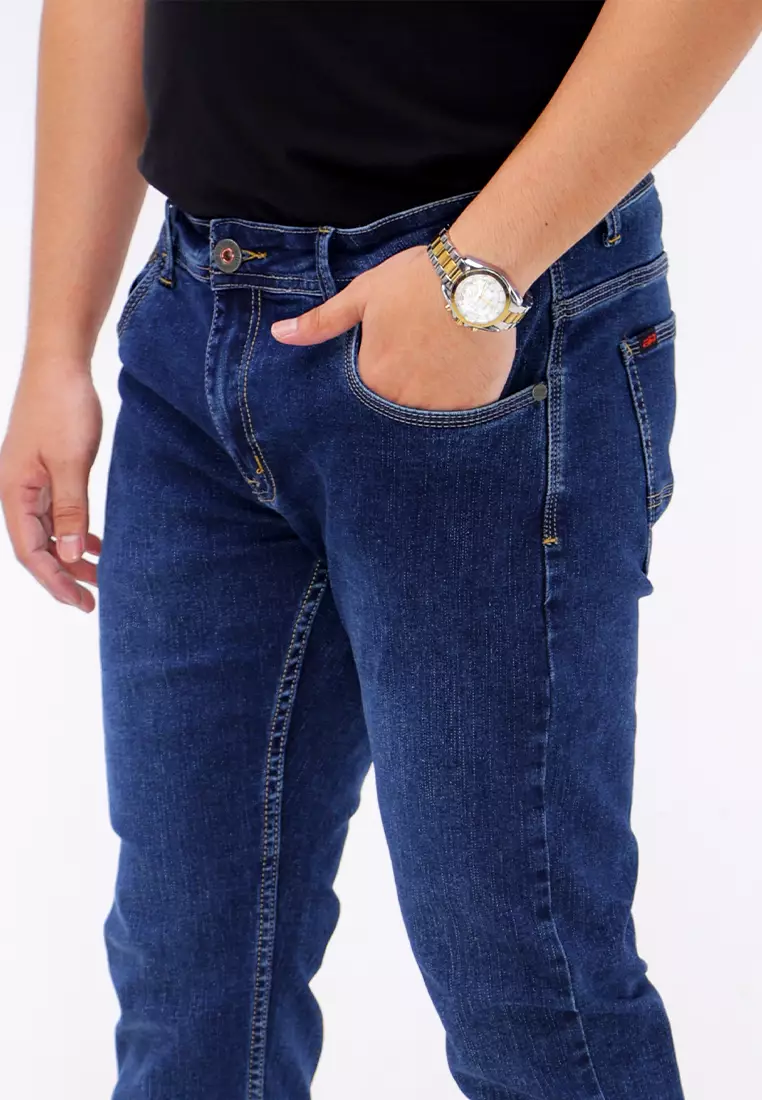 Denim Long Pants Slim Tapered Fit Stretch