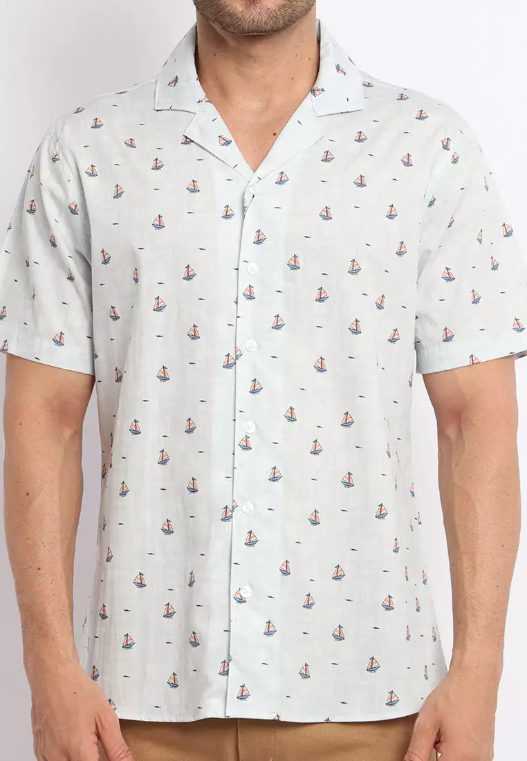 MAGINOT OSCAR WHITE Kemeja Casual Slim Fit Lengan Pendek