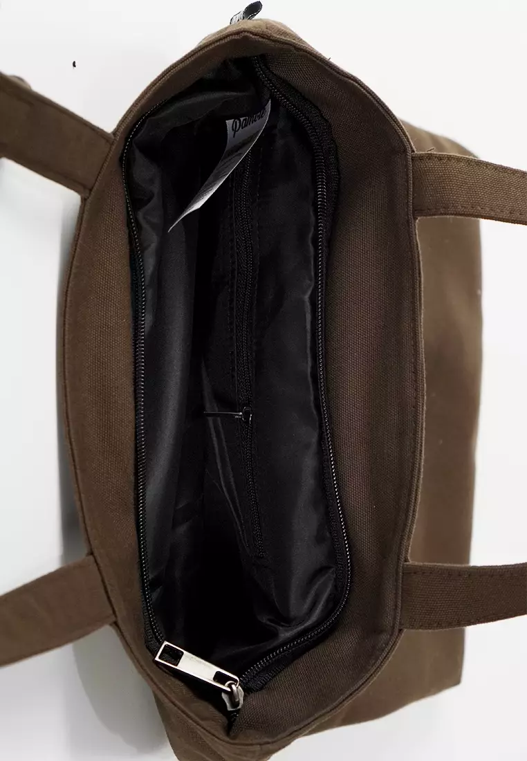 Tote Bag Tas Bahan Kanvas Waterproof Anti Air Olie Series - Coklat