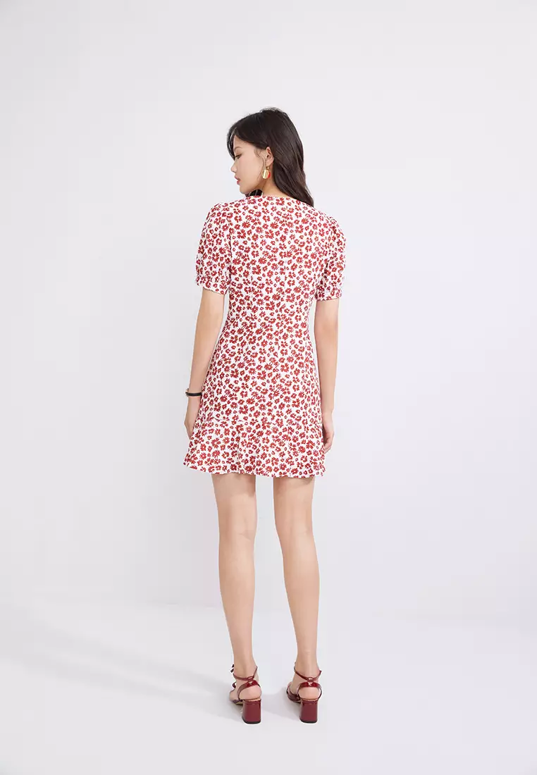 V-Neck Floral Mini Dress