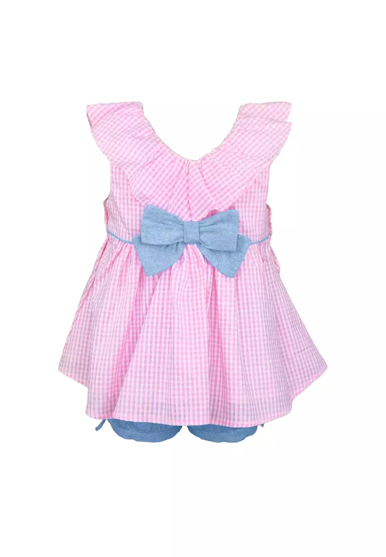 Dorothee Baby Girls and Girls Gingham Ruffled Top and Shorts