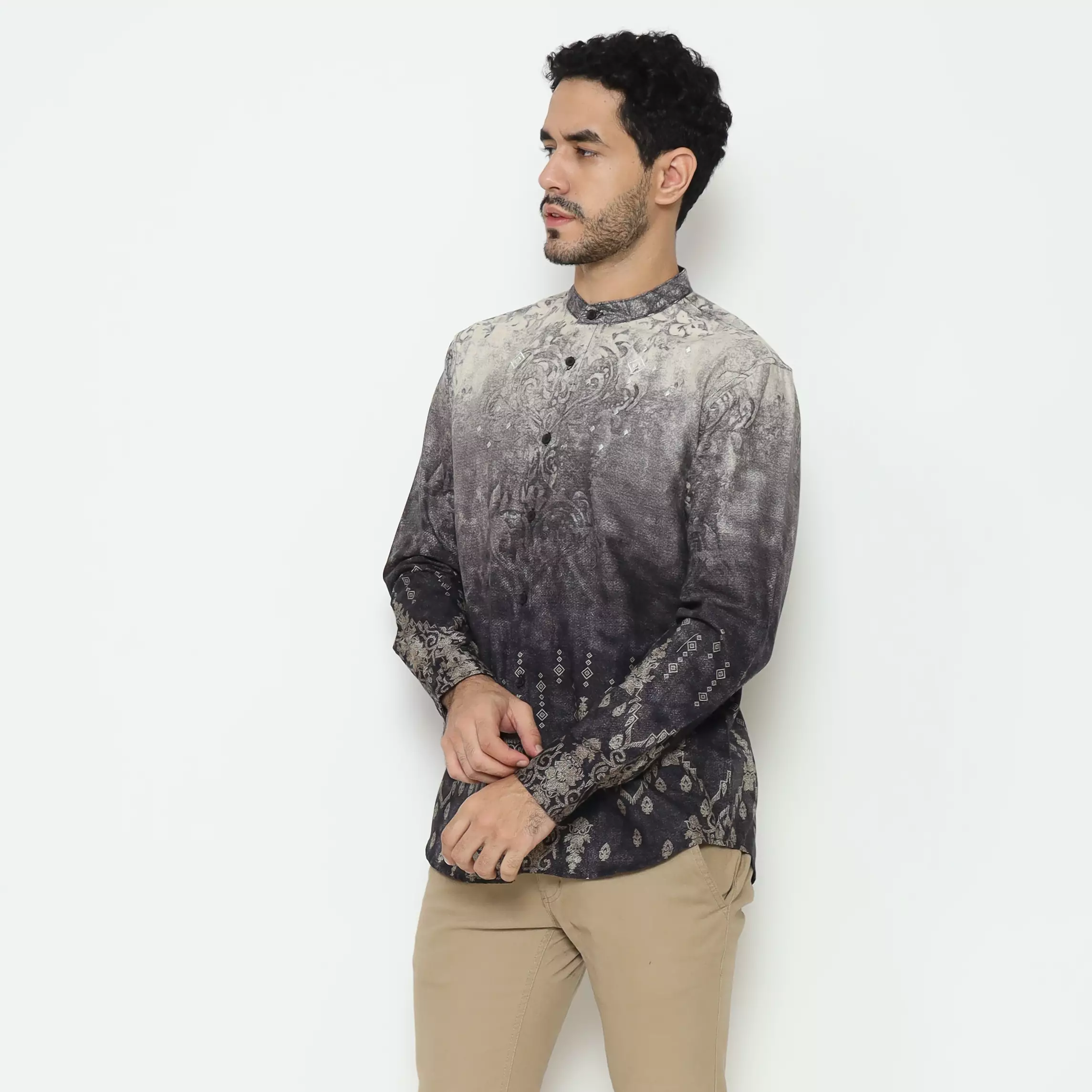 AMK Kemeja Koko Pria Lengan Panjang KK Abyan L/S Black