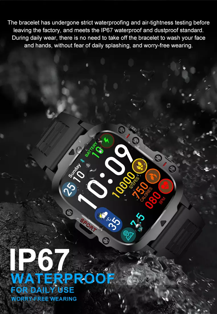 Smart Watch QX11 1.96 inch Full screen touch Long Time Battery Multiple sports modes Jam Pintar Khaki