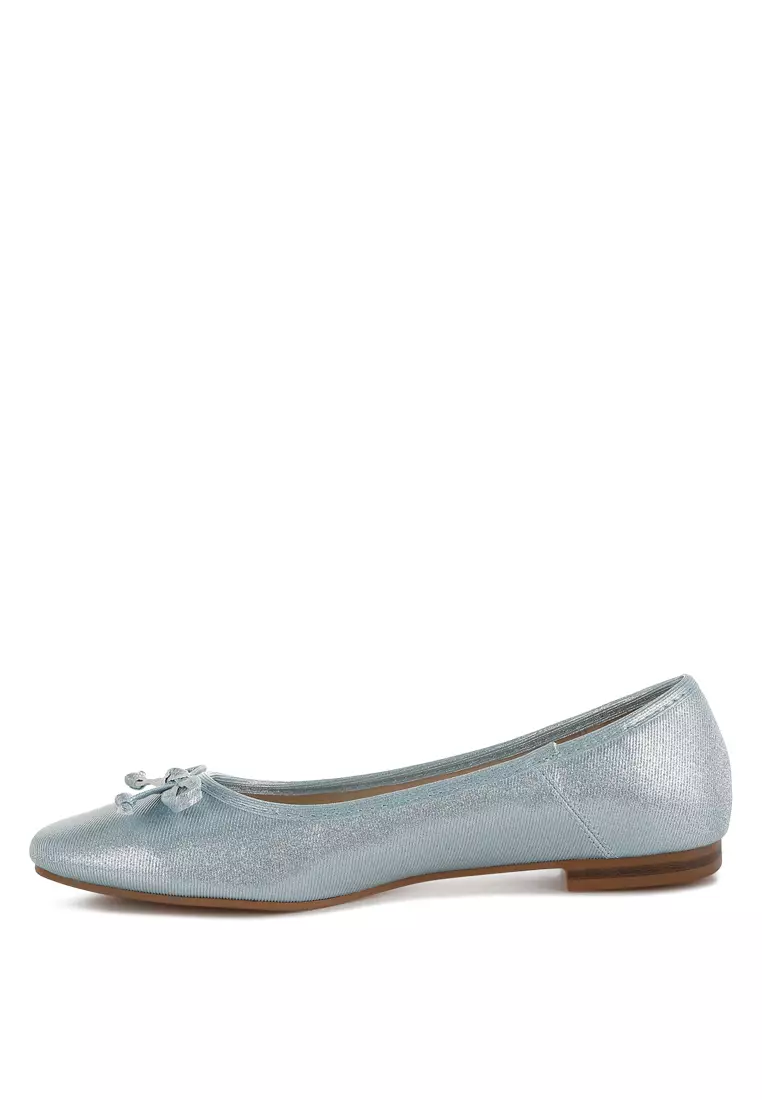 Metallic Ballet Flats in Baby Blue