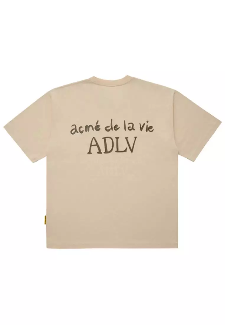 Glossy Basic Logo Short Sleeve T-Shirt Beige