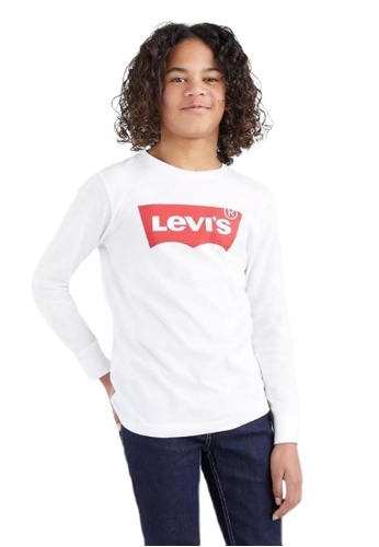 Levi's white Levi's Boy's Batwing Logo Long Sleeves Tee - White F47B5KA705A087GS_1