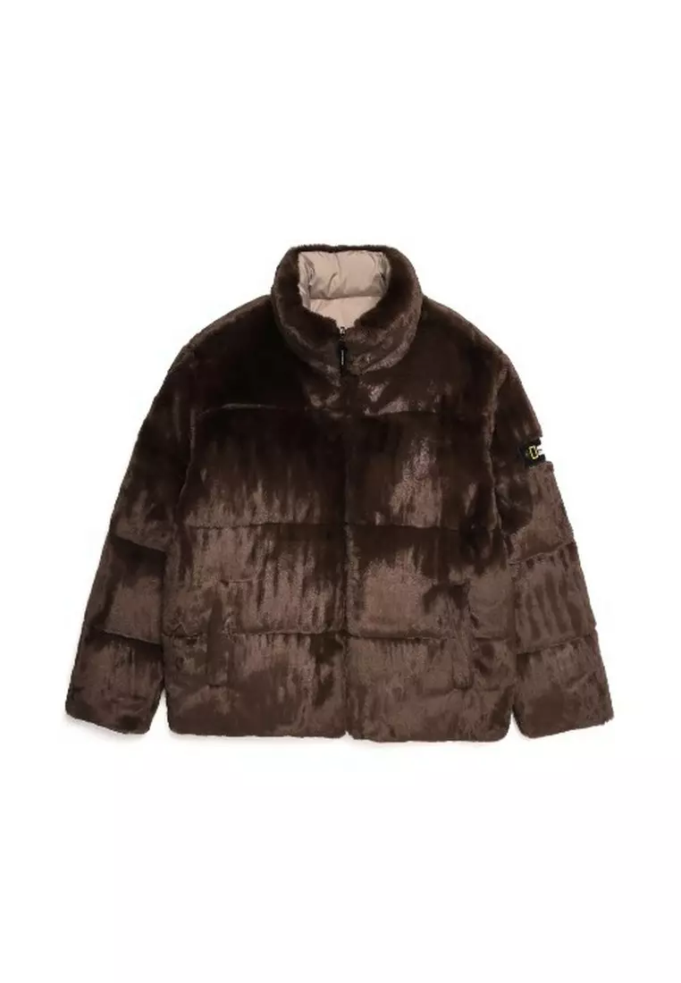 [FLOWER DOWN] SLOTHS Faux Fur Reversible Down Jacket