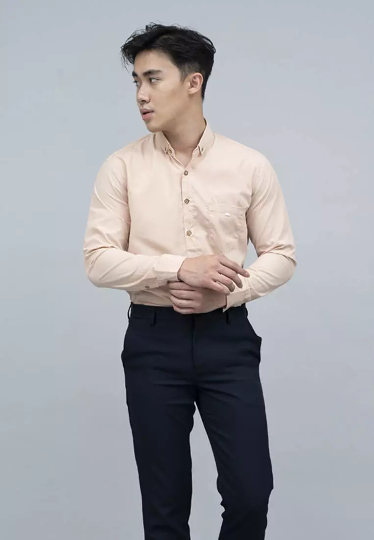 Houseofcuff Kemeja Pria Lengan Panjang Slim Fit Krem