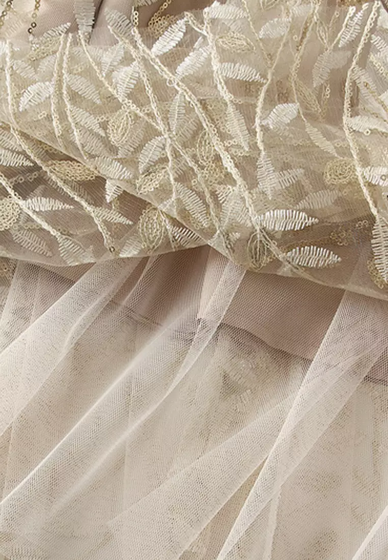 Mesh Sequin Embroidered Midi Skirt AF1888