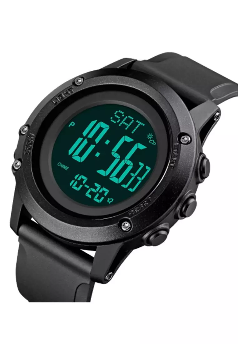 Jam Tangan Digital Pria Pedometer Compass Waterproof Many Function Strap Tali Material PU BY17 ORIGINAL