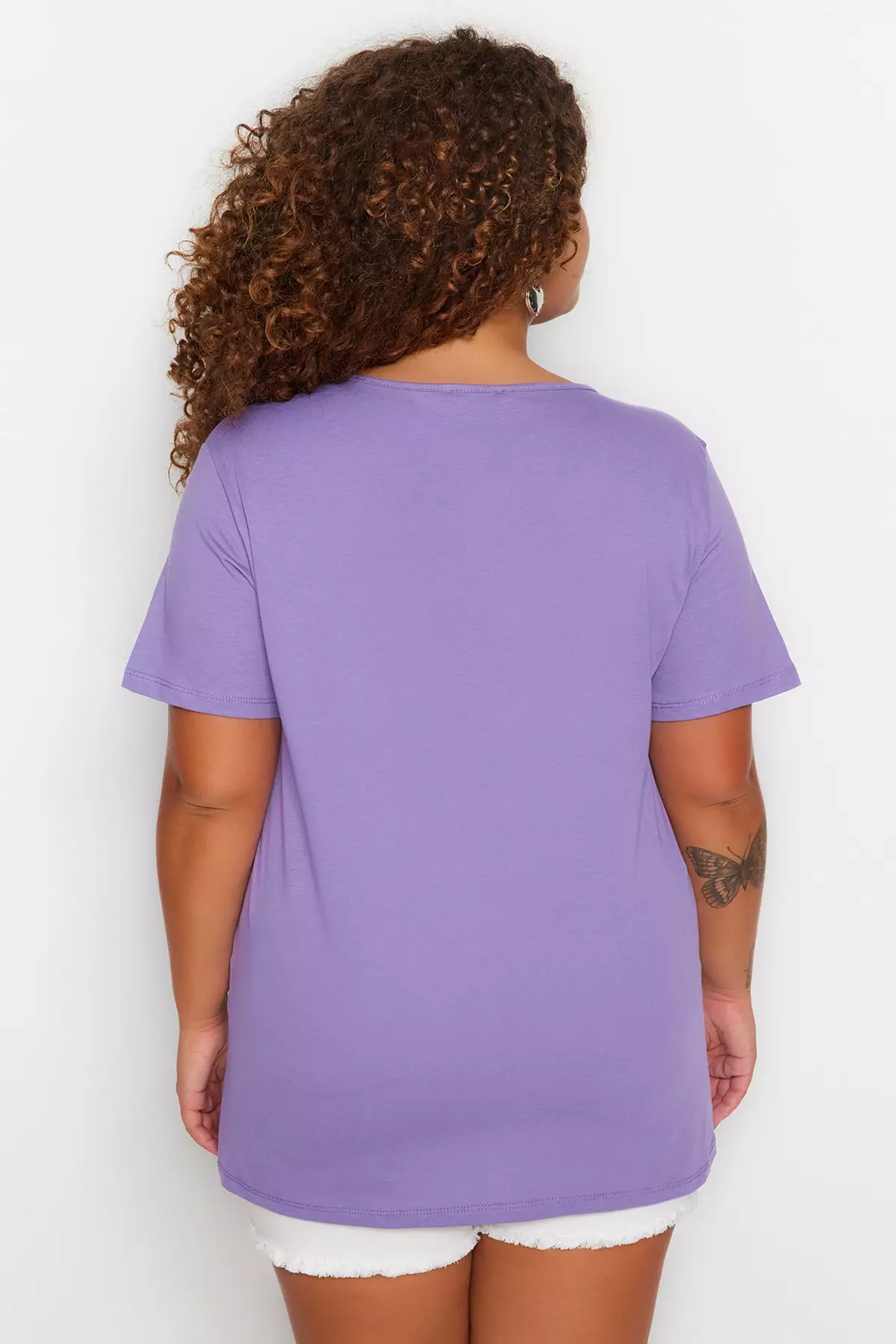 Plus Size Lacing Detailed T-Shirt