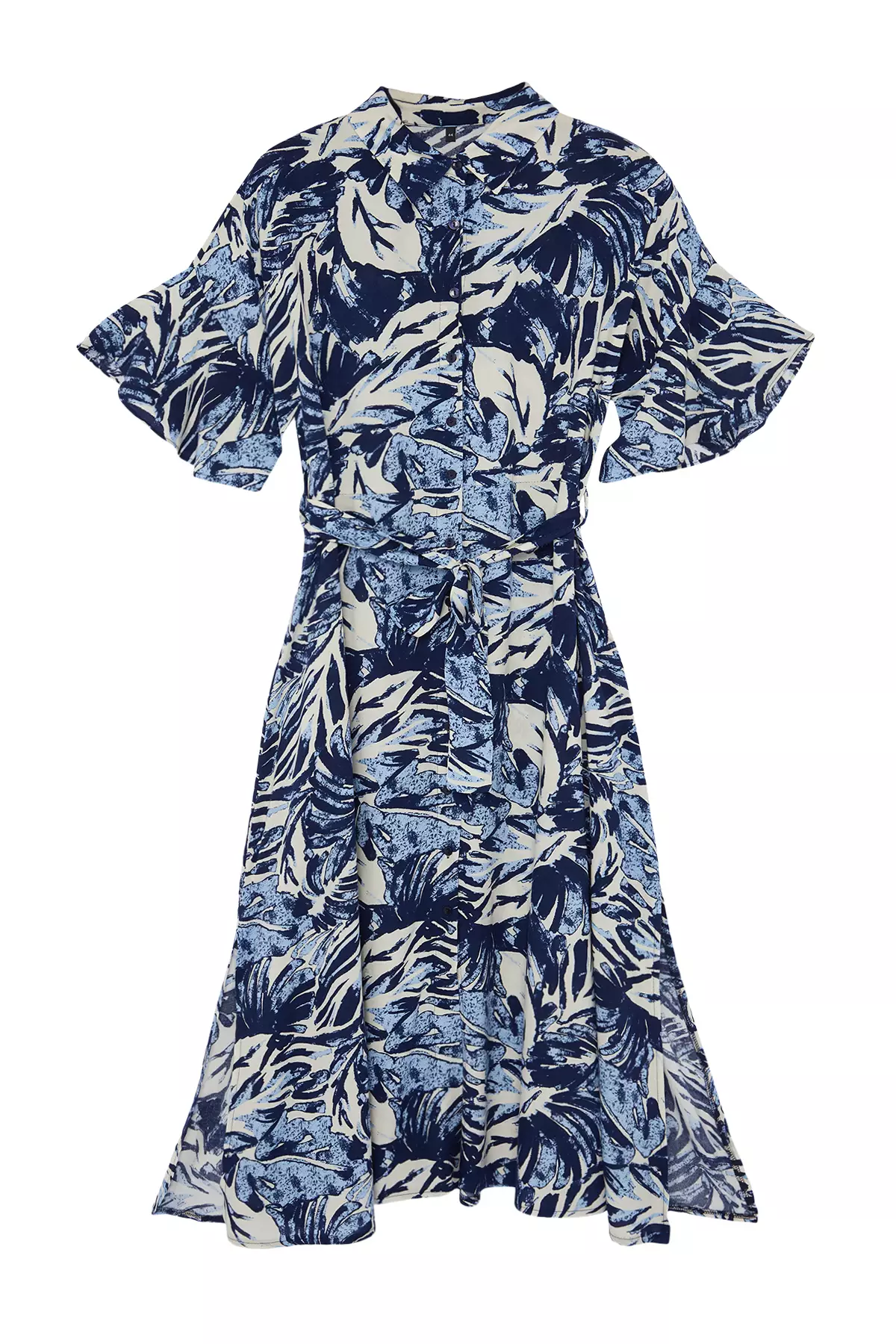 Plus Size Tropical Leaf Midi Dress
