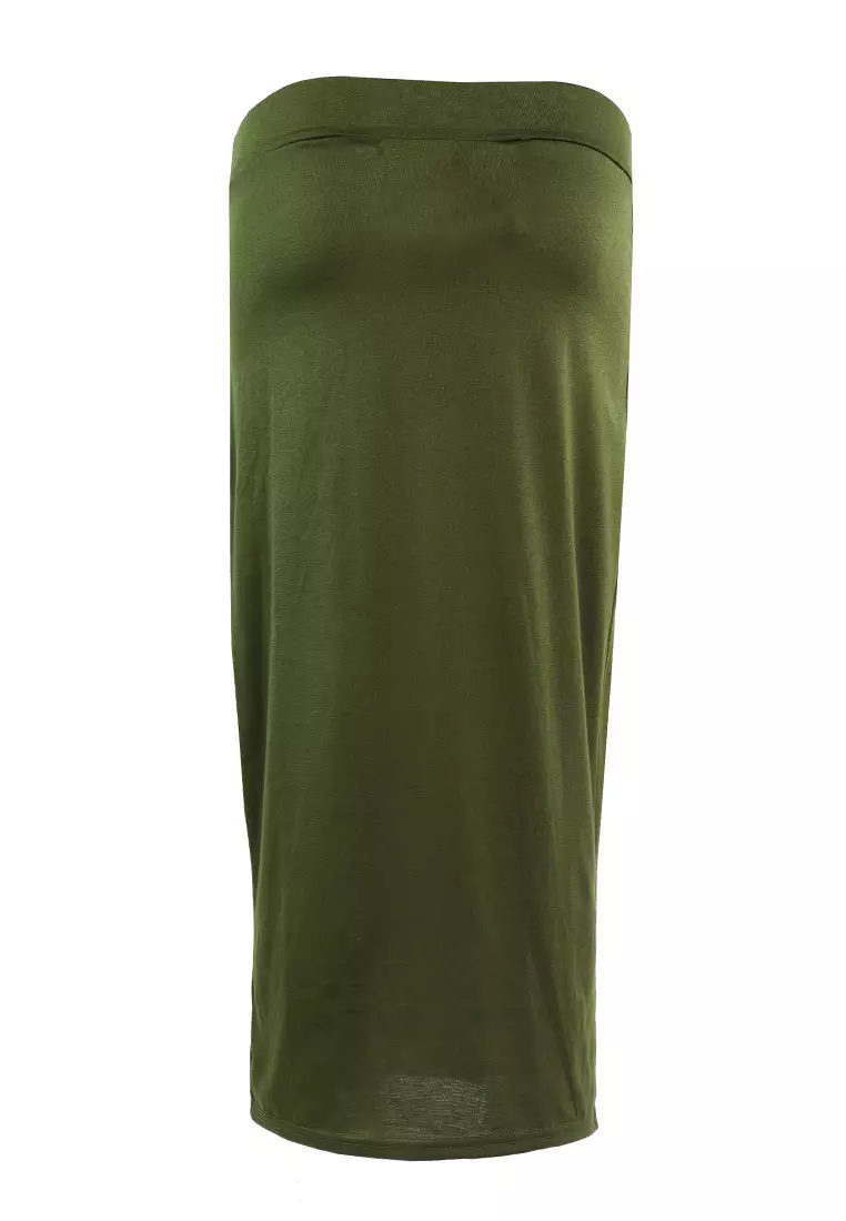 Olive Knitted Long Tube Skirt