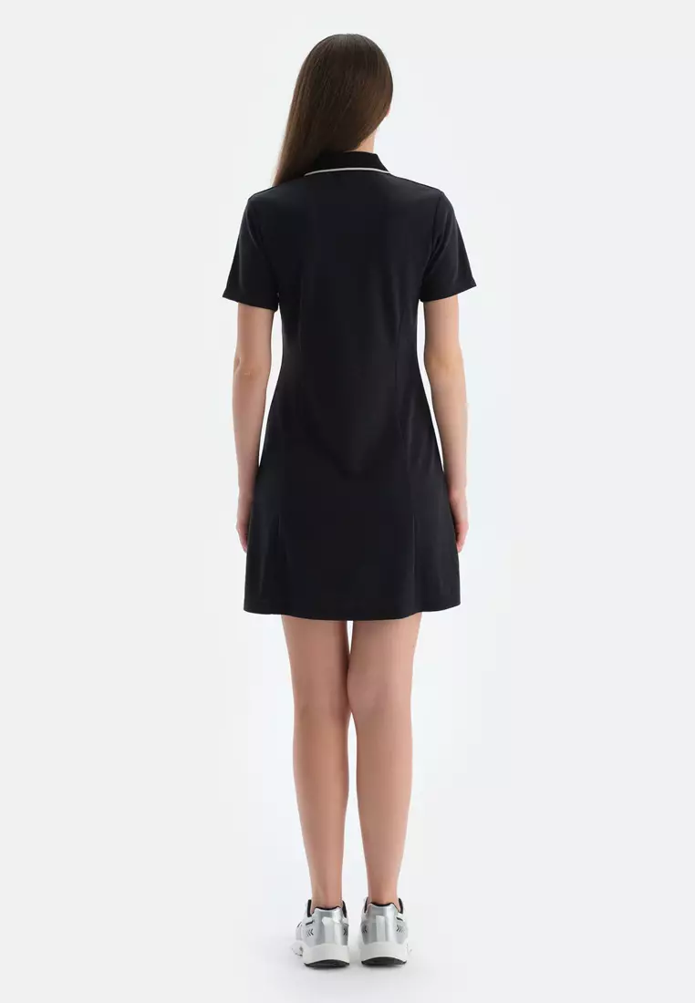 Black Dress, V-Neck, Regular, Short Sleeve Activewear for Women