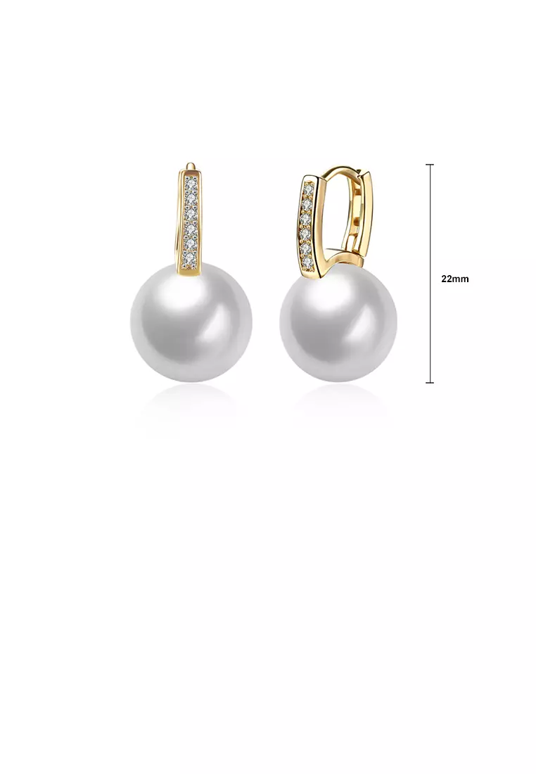 Buy Glamorousky Elegant Plated Champagne Gold Pearl Earrings with