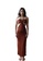 PINK N' PROPER brown Isabelle Bandeau Halter Cut Out Long Beach Dress with Slit in Brown 0130FUS79B6B84GS_1