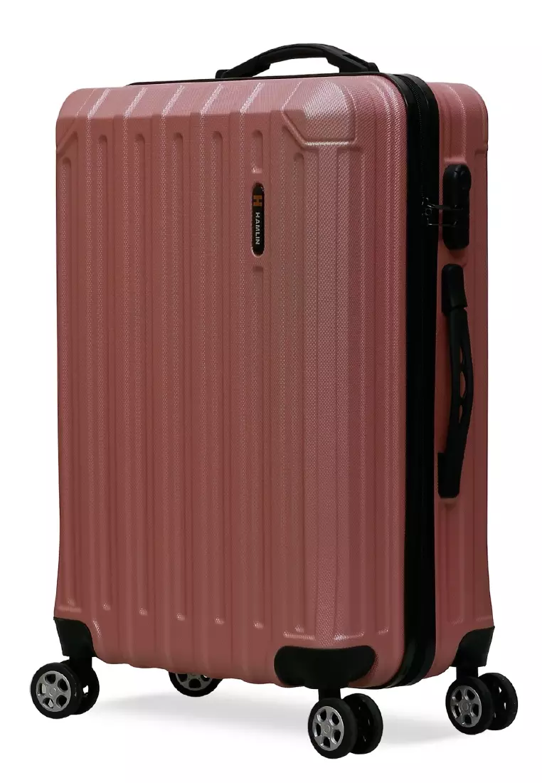 Isvara Tas Koper Hardcase Unisex One Set Suitcase Number Code Combination Lock Large Compartment Material ABS+PVC Coated ORIGINAL - Rose Gold