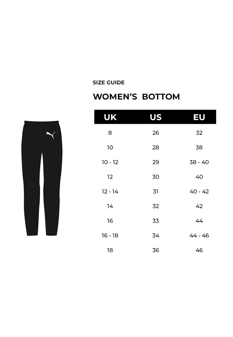 Puma tights hot sale size chart