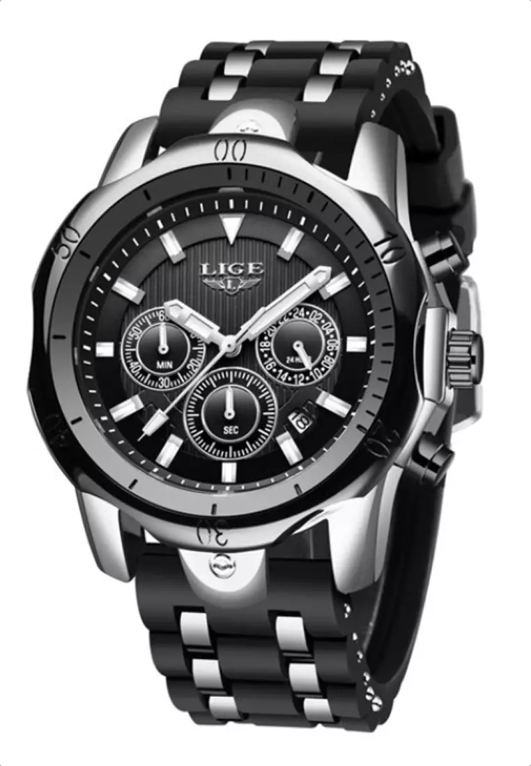 LIGE LIGE Chronograph Unisex Stainless Steel Quartz Watch Black