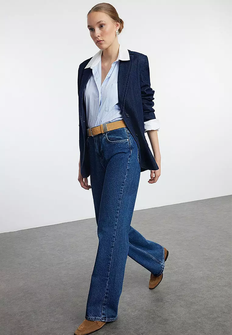 Cotton High Waist Flared Jeans