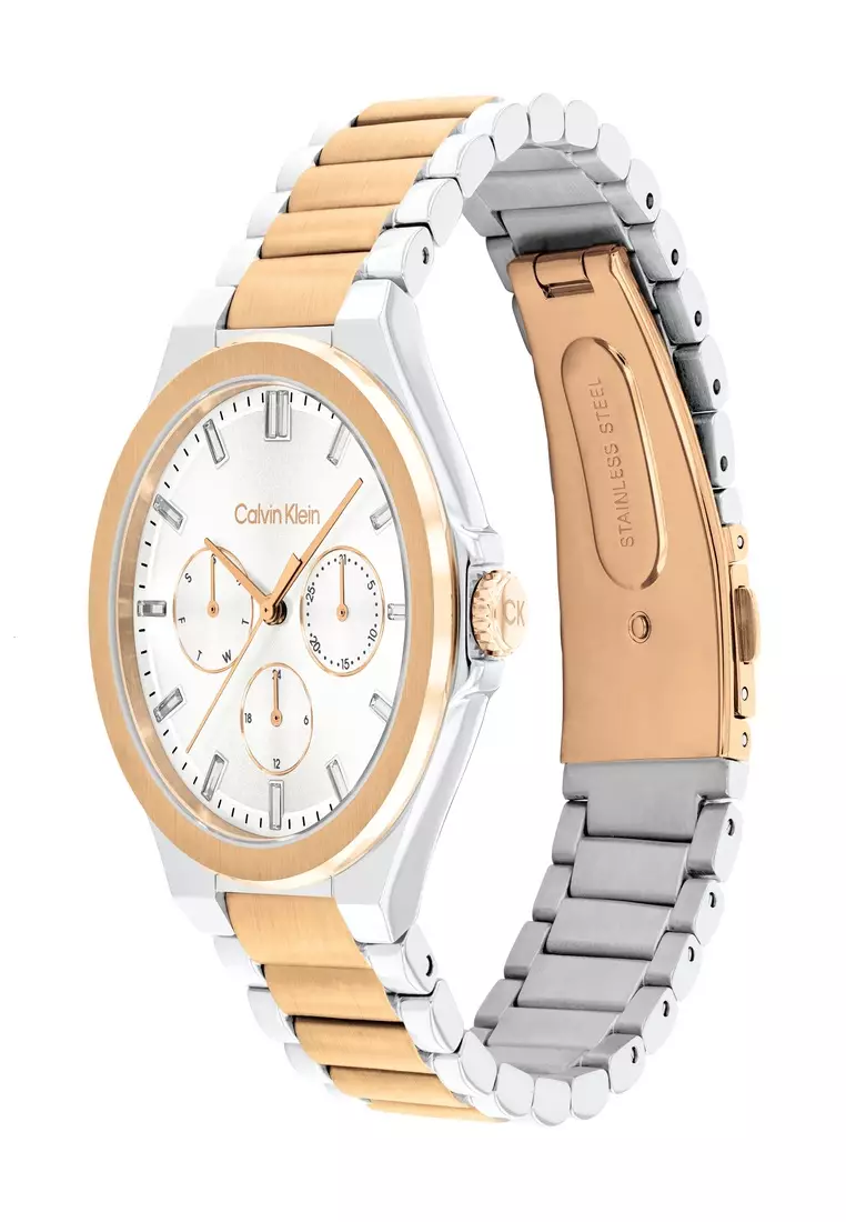 Women's Silver & Rose Gold Stainless Steel Quartz Watch - CK25100052