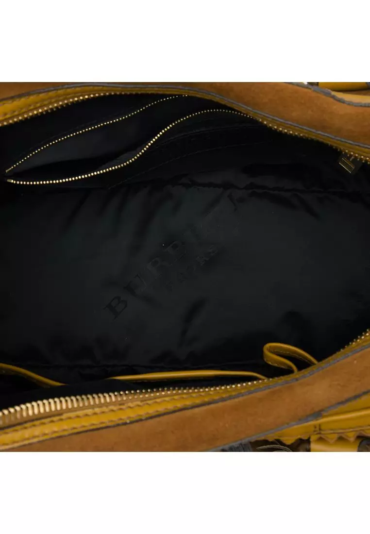 Pre-Loved Burberry Prorsum Grained Calfskin And Suede Tassel Hedwig Satchel