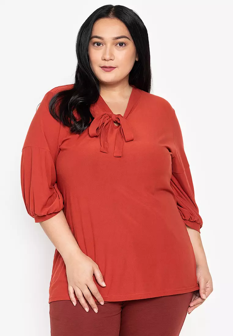 Buy Maxine Plus Size Bow Tie Blouse 2024 Online | ZALORA Philippines