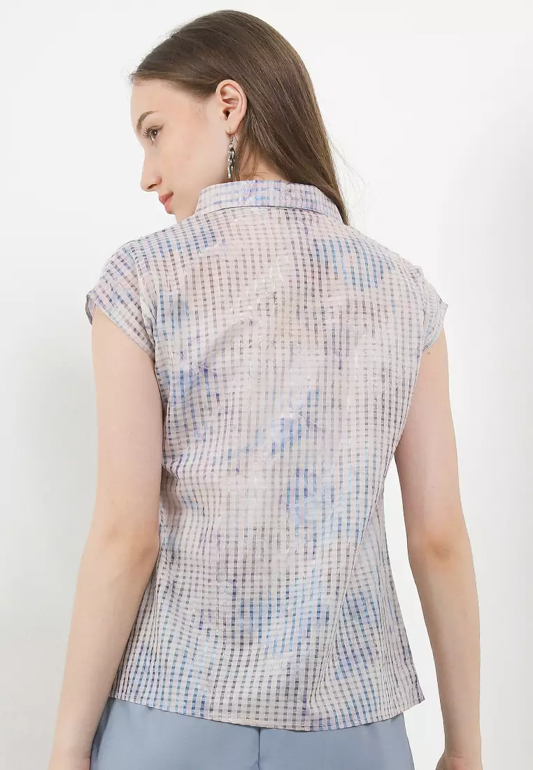 Nania Blouse In Blue And Cream