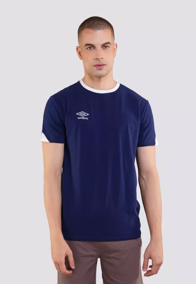 Mens Tshirt Umbro Blue Umbro Men's Retro Sports Taped Ringer T