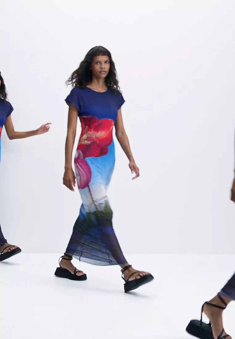 Printed Short-Sleeve Dress