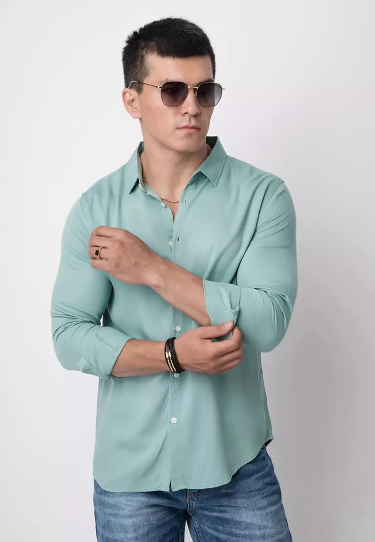 Viscose Viking Blue Casual Shirt