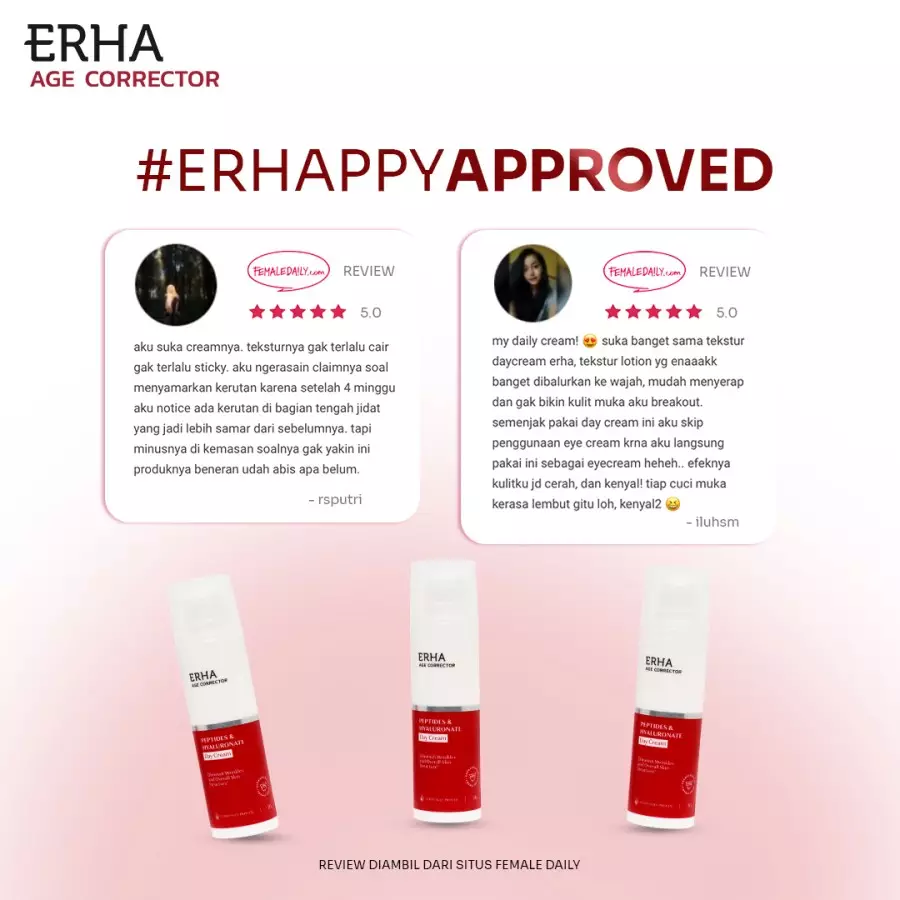 ERHA Age Corrector Peptides & Hyaluronate Day Cream 30g - Pelembap Pagi Anti Aging | Melembabkan | Mencerahkan | Melindungi | Meratakan Warna Kulit | Samarkan Garis Halus Keriput Kerutan | Moisturizer | Anti Penuaan | Pelembab