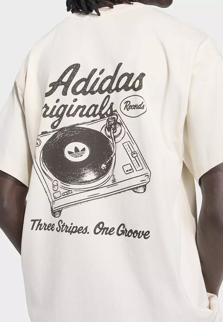 Lifestyle Vintage Records Graphic T-shirt Men White KW7990