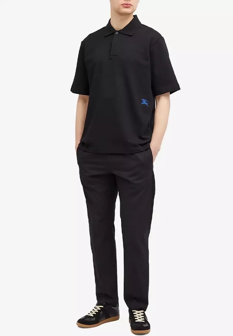 Equestrian Knight Cotton Polo Tee in Black