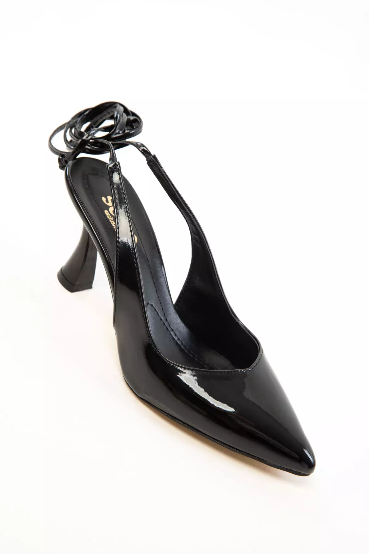 Black Patent Leather Women's Classic Heeled Shoes 15776