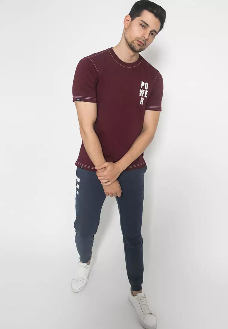 Johnwin - Kaos Casual Pria - Sablon - Maroon - ATS.622.M402.01.C-S/S