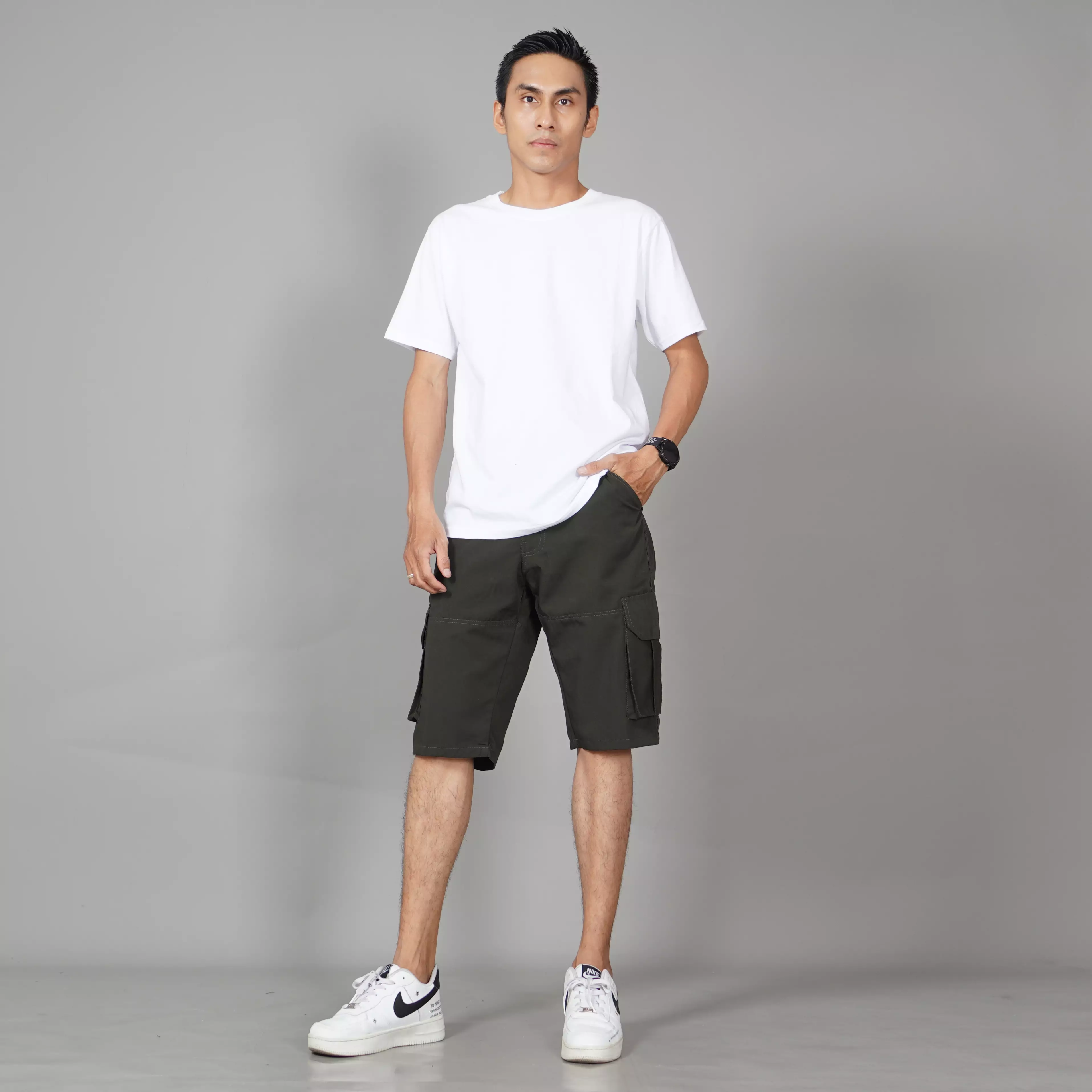  CHARLES Celana Pendek Cargo Pria Celana Kargo Pendek Pria - ARMY