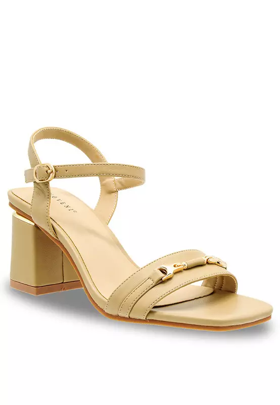 Sling Back Faux Leather Strap Casual Heels